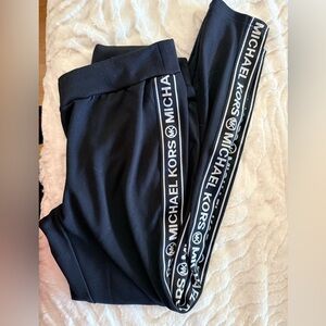 Michael Kors Black Leggings with Logo Stripes